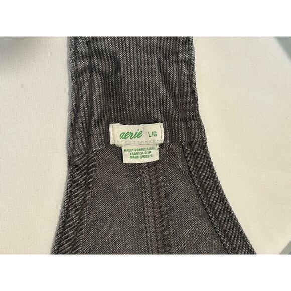 Aerie Werk & Play Corduroy Overalls Smoked Gray Cuffed Straight Leg Size Large - Picture 11 of 13